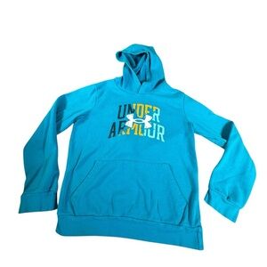 Under Armour UA Sweatshirt Hoodie Youth Large Logo Blue Pockets